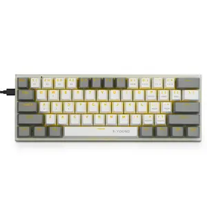 NEW Arrivals EYOOSO Z11 White Gray Color Contrast 60% Keyboard Gamer LED Backlit Mechanical Gaming Laptop Keyboard 61keys