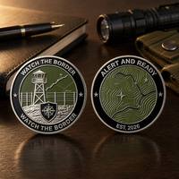 Pièce de défi personnalisée de style antique pour la remise des diplômes de la Border Patrol - Médaille commémorative de la Watchtower en alliage de zinc moulé sous pression, émail argenté et noir