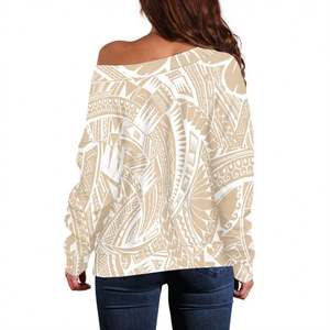 Top suelto Polynesian Tribal <span class=keywords><strong>Tattoo</strong></span> Tops Custom Women's Sexy Off Shoulder Print on Demand Shirt Camisetas Ropa <span class=keywords><strong>de</strong></span> manga larga - Product Image 3