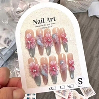 Faux ongles 3D à motifs floraux aléatoires, vente en gros, plusieurs designs / longueurs, ongles faits main à presser, fournisseur de haute qualité