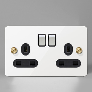 Prises domestiques interrupteurs muraux en acier inoxydable blanc double prise universelle UK EU US pour interrupteur de bureau d'hôtel électronique - Product Image 2