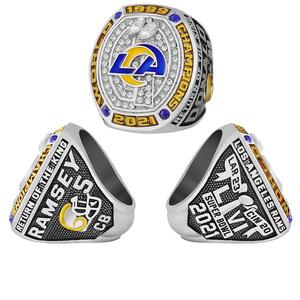 2021 年 NFL 洛杉矶公羊队冠军戒指套装展示盒男士时尚水钻戒指高端合金首饰 - Product Image 5