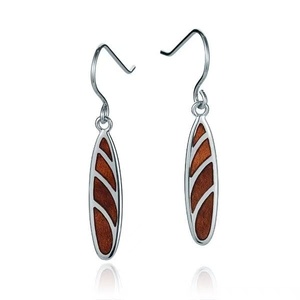 Pendientes de Gancho de Plata de Ley 925 con Incrustaciones de <span class=keywords><strong>Madera</strong></span> de Koa, Diseño de Vida Marina, Estilo Tropical Hawaiano - Product Image 4