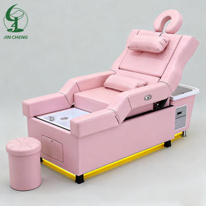 Jincheng Custom Pink Beauty Salon Shampoo Head Therapy Masaje tailandés Electric <span class=keywords><strong>Back</strong></span> Lift Pedicure Shampoo Bed - Product Image 1