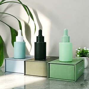 Frosted Green 30ml 50ml 60ml 80ml 100ml Flat Shoulder Serum Oil Glass Dropper Bottle and Packaging Gift <b>Box</b> - Product Image 2