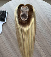Expédition mondiale – Topper 100 % cheveux humains naturels, 18 pouces, densité 150 %, mèches T4 marron, base mono 3*6, pour cheveux clairsemés