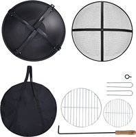Barbecue à bois, foyer extérieur en métal avec écran anti-étincelles et pioche pour camping, plage, jardin