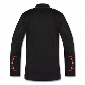 Chaqueta Gótica Militar para Hombre |   Abrigo negro <span class=keywords><strong>de</strong></span> oficina con ribetes rojos, disfraz <span class=keywords><strong>de</strong></span> cosplay - Product Image 5