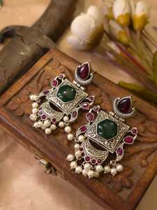 SLA Chandbali Earrings for Women Traditional Ethnic Oxidised Statement Earring Festive & Wedding Jewelry - Product Image 3