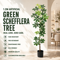 Arbre artificiel Schefflera hyper-réaliste en pot, emballage KD, retardateur de flamme, protection UV, vente directe usine, décoration maison et bureau