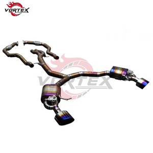 Système d'échappement Catback Vortex haute performance en titane avec soupape électronique, finition bleu brûlé, soudure écaille de poisson, prix usine - Product Image 1