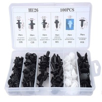 Ensemble de 100 clips en plastique pour automobile, usage général, en boîte, combinaison de fixations en nylon pour voiture