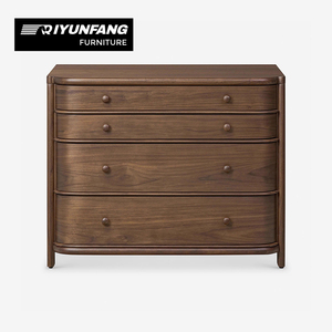 Rắn Mỹ cao cấp phong cách truyền thống bảng điều khiển bàn cạnh giường ngủ bằng gỗ 4 ngăn kéo có thể điều chỉnh lưu trữ đầu giường phòng ngủ nhà màu đen - Product Image 3