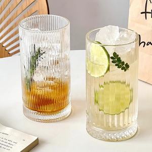 Vasos de cóctel de whisky de fondo grueso de vidrio acanalado de gran capacidad - Product Image 5