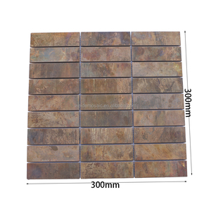 Mosaïque de carreaux longs en bronze antique - Décoration murale texturée rustique pour bureau, cuisine, salle de bain, crédence - Product Image 3