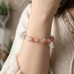 RINNTIN GMB94 Vente en gros usine Bracelet tendance en perles de cristal de guérison, pierres précieuses, pierre de <span class=keywords><strong>soleil</strong></span> et quartz fantôme blanc - Product Image 2