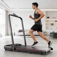 Tapis de marche mécanique compact et abordable avec écran LED et télécommande, pliable, pour fitness à domicile sous le bureau, moteur 2HP