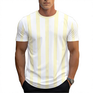 Maillot de football pour homme à rayures marron et blanches, manches courtes, col rond, respirant, polyester, coupe ajustée, vêtements de sport toutes saisons - Product Image 4