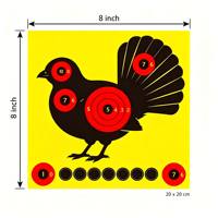 Cible de tir réactive Grouse Animal, 10 anneaux, cible de tir en papier haute visibilité pour la pratique en salle et en extérieur