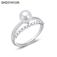 SHDIYAYUN gros anneau de perles d'eau douce réglable Simple Double rangée conception bijoux en perles