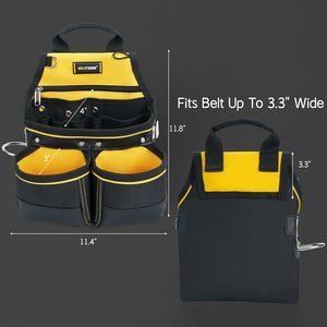 Pochette à outils MELOTOUGH pour charpentier avec 10 poches, sacoche de ceinture pour électricien, charpentier, avec clip de ceinture, pochette à outils avec porte-marteau - Product Image 3