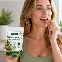Huile d'origan pure et huile de graines noires en capsules molles – Soutien digestif et immunitaire – Sans gluten – Qualité alimentaire naturelle – 60 gélules – À base de plantes