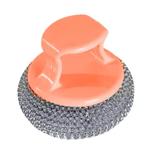 Vente directe d'usine nouveau produit avec poignée peut changer la tête brosse à Pot cuisine boule pour animaux de compagnie lavage de la vaisselle brosse de nettoyage boule