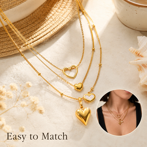 Collana Promozionale con Ciondolo a Cuore Combinato, Impermeabile in Acciaio Inossidabile, Gioiello Raffinato da Donna per Anniversario - Product Image 5
