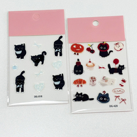 Autocollants en gel 3D en relief époxy effet dessin animé DIY, motif petit chat noir mignon, pour coques de téléphone et décoration de tablettes
