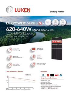 Panneau solaire monocristallin de type N LUXNERI 620W-640W à cadre noir argenté monofacial, pleine surface photovoltaïque, efficacité 22,53% - Product Image 5