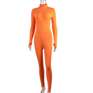 Tuta a collo alto aderente in maglia a coste personalizzata OEM da <span class=keywords><strong>donna</strong></span> a <span class=keywords><strong>manica</strong></span> <span class=keywords><strong>lunga</strong></span> a <span class=keywords><strong>manica</strong></span> <span class=keywords><strong>lunga</strong></span> per il commercio all'ingrosso - Product Image 1