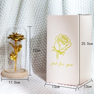 Regalos de Navidad y San Valentín, Rosa Dorada <span class=keywords><strong>Encantada</strong></span> con Luz LED, Rosa de Oro de 24k en Cúpula de Cristal, Flores Decorativas con Luces - Product Image 4