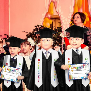 <b>Toddler</b> Kids Decorations 4 Pcs Kindergarten Preschool Graduation Cap and Gown With 2025 Tassel Decor - Product Image 4