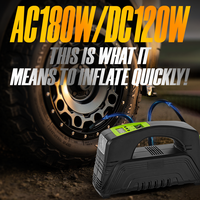 Compresseur d'air monocylindre en plastique Richtek 120V AC/12V DC, gonfleur de pneus de voiture, manomètre numérique 80psi, lumière LED portable