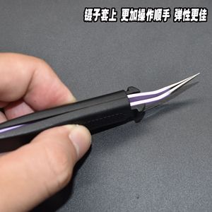 Multi-functional tweezers with protective sleeve, stainless steel pointed and curved tweezers with rubber sleeve, anti-static - Product Image 4