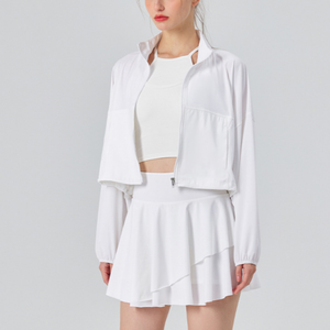 بذلات تنس نسائية محمية من الآشعة الفوئية من قطعتين تنورة مطوي بأكمام طويلة زيبر جاكيت تمارين الجولف ملابس بيسبول ملابس تنس الريشة - Product Image 5