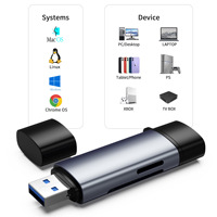 Bajo MOQ personalizado portátil TF lector de tarjetas SD USB C USB 2,0 3,0 memoria OTG lector de tarjetas adaptador con tipo C para ordenador portátil