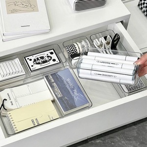 Acrylic Drawer Divider Storage Box Rectangle Transparent Desk Organizer For Office Stationery Cosmetics Holder - Product Image 3