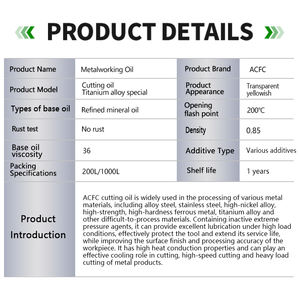 ACFC-Schneid öl für Titan legierung Schneid flüssigkeiten mit hoher Schmier fähigkeit Flüssigkeit Geeignet für das Schneiden von Werkzeug maschinen aus Titan legierungen - Product Image 2