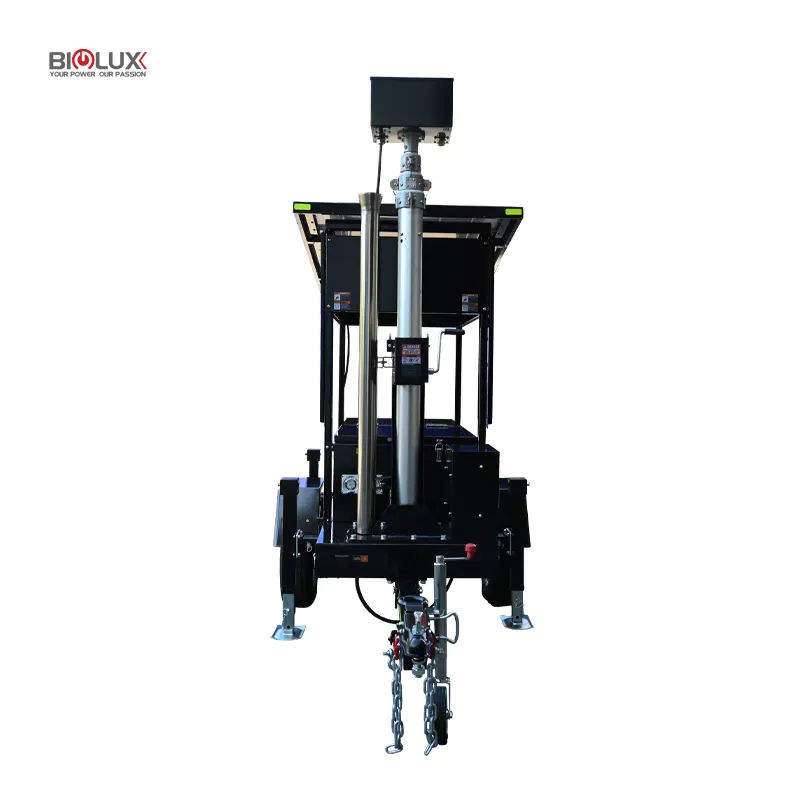 2 개의 패널이있는 태양 광 발전 오프 그리드 타워 모바일 태양 감시 CCTV 트레일러