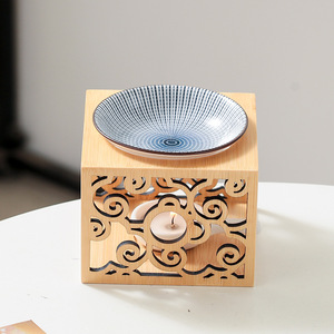 Support <span class=keywords><strong>de</strong></span> bougie en bambou pour aromathérapie, qualité export, pour huiles essentielles et encens, modèle floral, pour l'exportation - Product Image 4