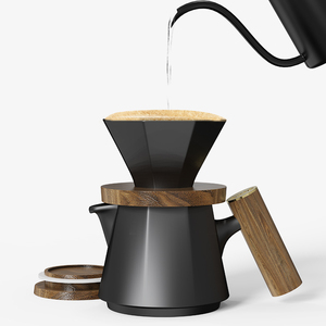 DHPO – Ensemble de cafetière portable en céramique moderne de 600 ml avec poignée en bois et couvercles – Cadeau de luxe - Product Image 4