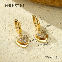 Set anting-anting hati Hari Valentine klasik, Set perhiasan hadiah sederhana emas tahan air hipoalergenik