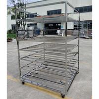 Carro de acero inoxidable de grado alimenticio personalizado para colgar carne y salchichas, carro para ahumar salmón