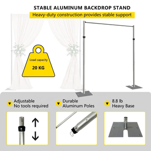 Adjustable 5-Piece Wedding <b>Backdrop</b> Stand Extended Pipe and Drape Kit Budget Wholesale <b>Party</b> Background - Product Image 6
