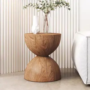In Stock Ready To Ship Moq 1 Piece Kiln-dried Solid Wood End Table Hand Made Side Table Root Stool Nordic Furniture