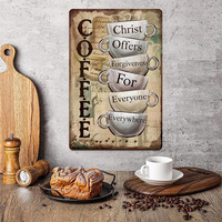 Décoration murale suspendue en bois vintage avec tasse à café, artisanat anglais inspirant