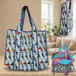 Bolso Tote de Algodón Acolchado con Estampado de Puntos Divertidos y Cremallera Superior, Tamaño Grande, Asa para Hombro, Ideal para Compras - Product Image 3