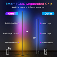 Lampadaire LED RGB Minimaliste Intelligent, Design Moderne pour Coin, Couleurs Changeantes