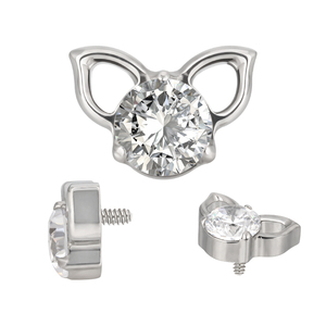 Vente en gros d'usine de bijoux de piercing en acier inoxydable avec tête de chat à filetage interne de taille 16g et zircon coupé Asscher pour enfants - Product Image 3